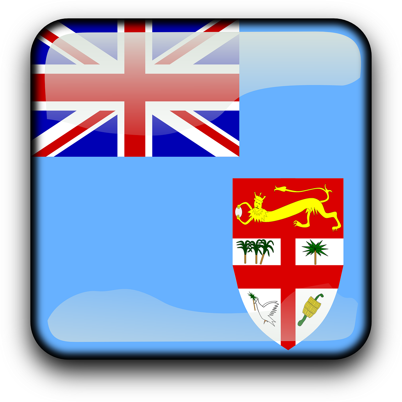 Fidžis, Vėliava, Šalis, Tautybė, Kvadratas, Mygtukas, Blizgus, Nemokama Vektorinė Grafika, Nemokamos Nuotraukos,  Nemokama Licenzija