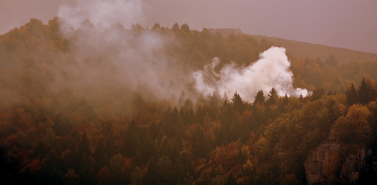 Ugnis, Miškas, Ruduo, Rūkas, Migla, Kalnas, Europinis Kelias, E5, Lessinia, Italy