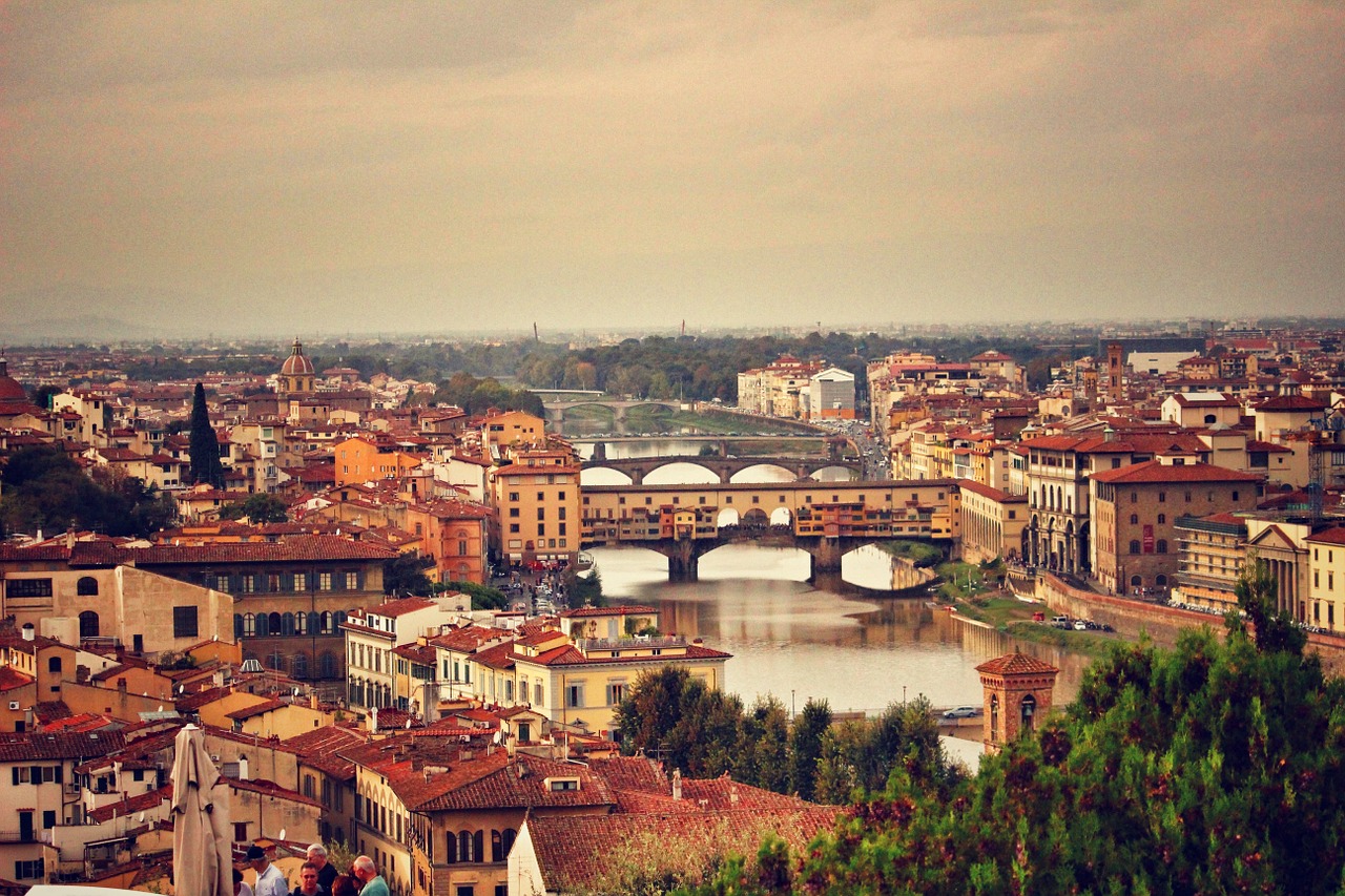 Firenze, Florencija, Italy, Europa, Miesto Panorama, Kraštovaizdis, Stogai, Turizmas, Architektūra, Ispanų