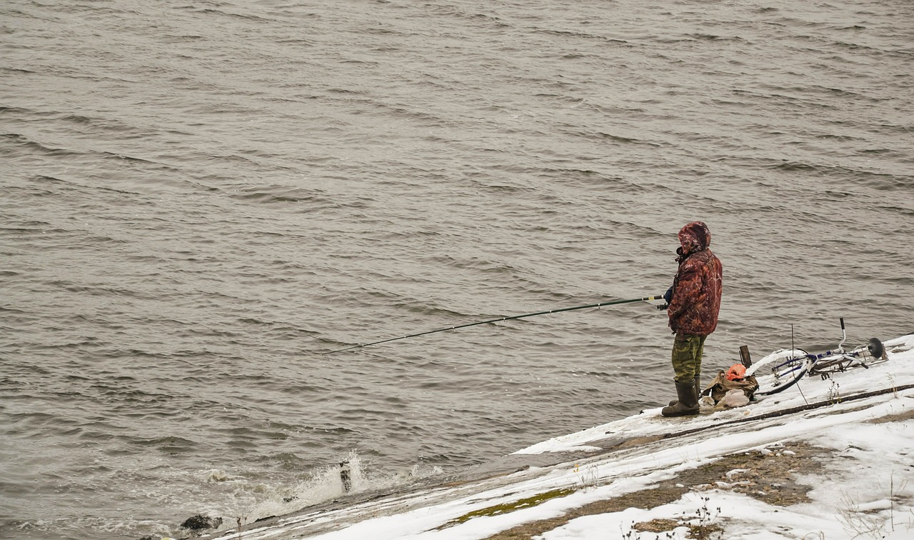 Žvejyba, Vyras, Upė, Lazdelė, Volga, Sniegas, Žiema, Hobis, Atostogos, Laisvalaikis