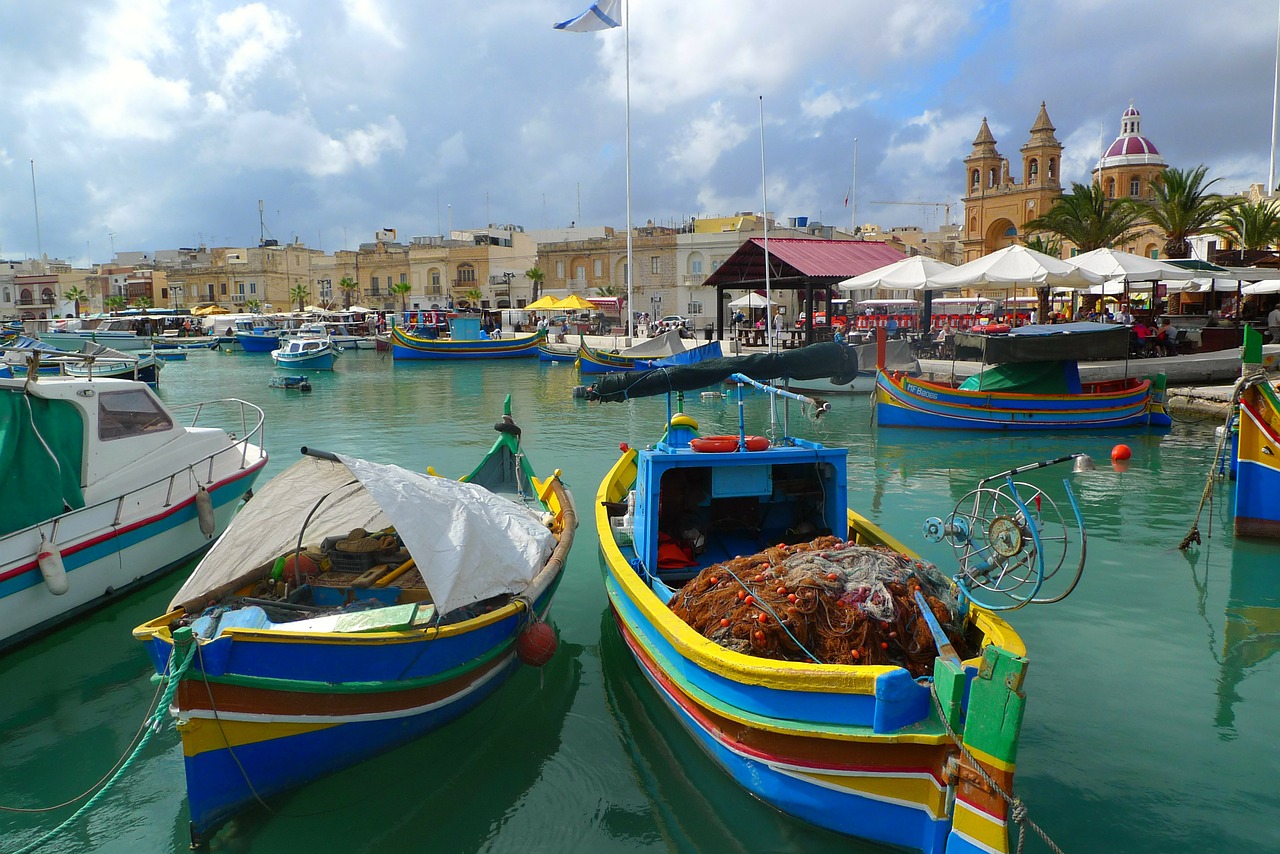 Žvejybos Laivas, Vaizdingas, Uostas, Marsaxlokk, Malta, Gozo, Viduržemio Jūros, Šventė, Valtys, Idilija