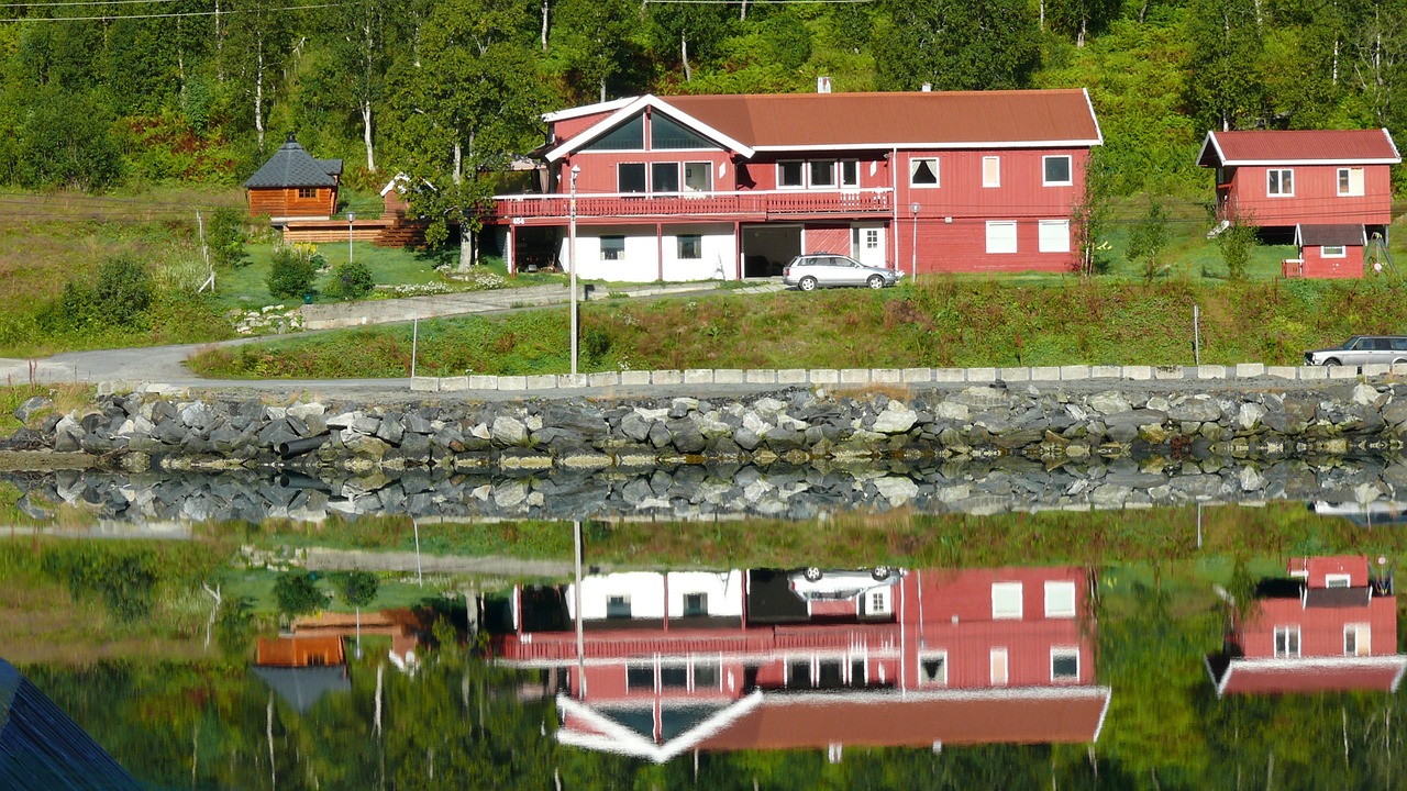 Fjordas, Namai, Bankas, Veidrodis, Nemokamos Nuotraukos,  Nemokama Licenzija