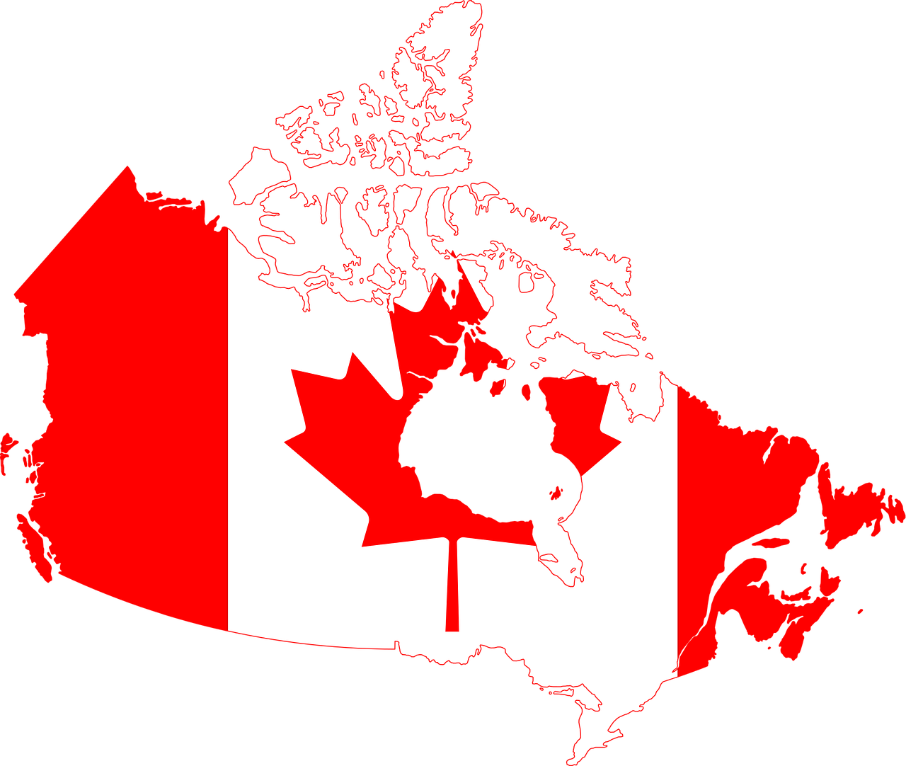 Vėliava, Kanada, Geografinis Žemėlapis, Riba, Apribota, Lapai, Klevas, Klevo Lapas, Raudona Ir Balta, Fonas