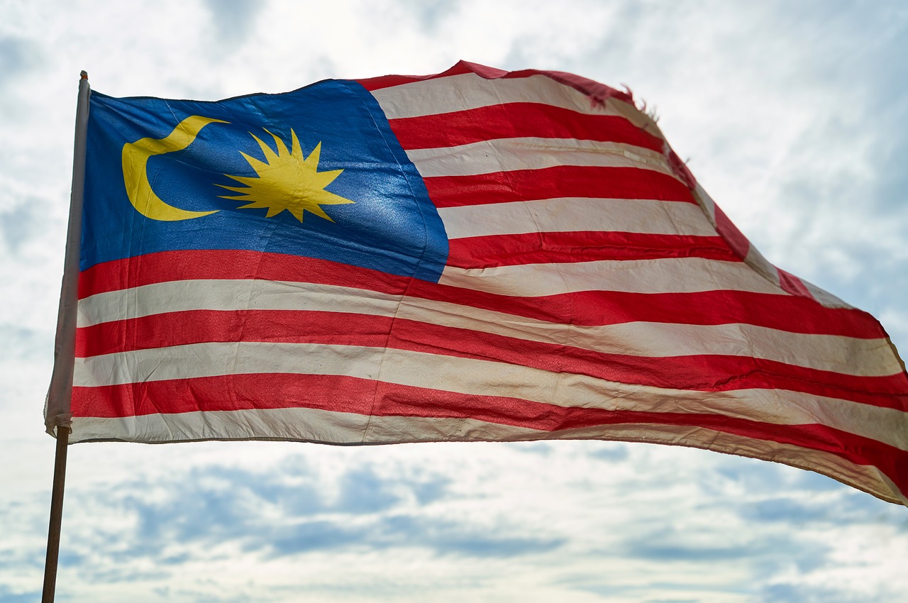 Vėliava, Malaizija, Laisvė, Nepriklausomumas, Mėlynas, Raudona, Dryžuotas, Asian, Šalis, Valstybė