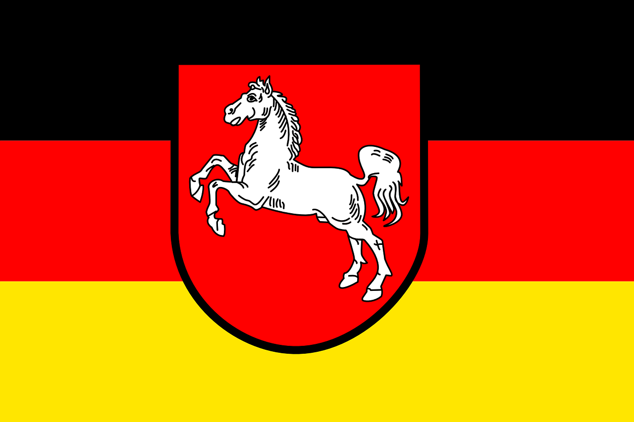 Vėliava, Žemutinė Saksonija, Vokietijos Federalinė Respublika, Schwarz-Rot-Gold, Herbas, Civilinis, Valstybė, Juoda, Raudona, Geltona