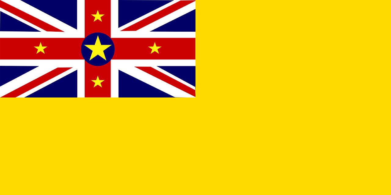Vėliava, Niue, Okeanija, Auksinis, Geltona, Union Jack, Kairėje, Žvaigždės, Deimantas, Civilinis