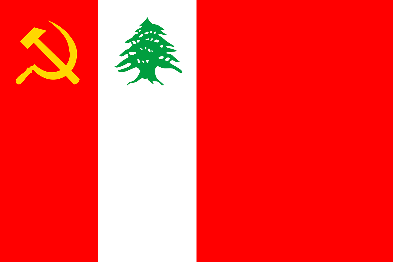 Vėliava, Libano Komunistų Partija, Komunizmas, Lcp, Libanas, Raudona, Auksinis, Geltona, Pjautuvas, Plaktukas