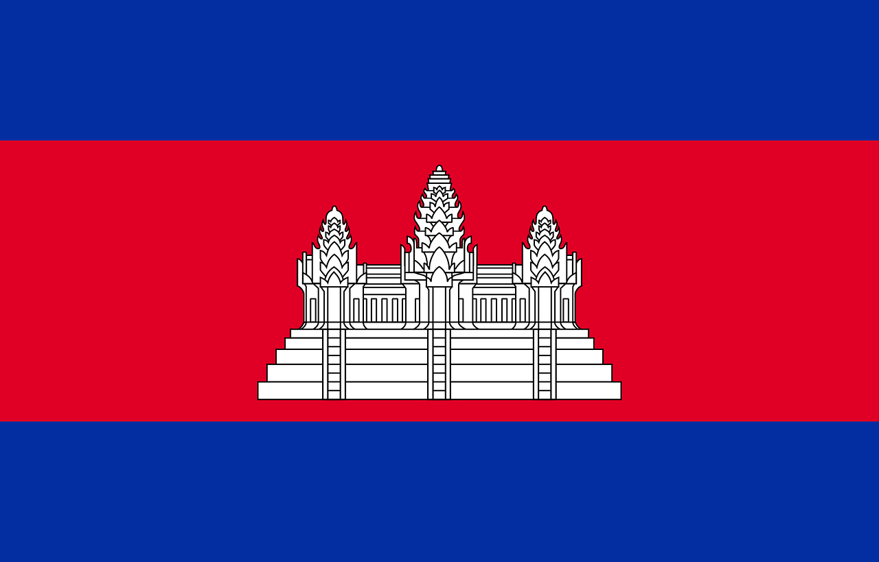 Kambodžos Vėliava, Tautinė Vėliava, Kambodžos Karalystė, Angkor Vato Emblema, Wat, Mėlynos Ir Raudonos Spalvos, Balta Angkor Šventykla, Nemokamos Nuotraukos,  Nemokama Licenzija