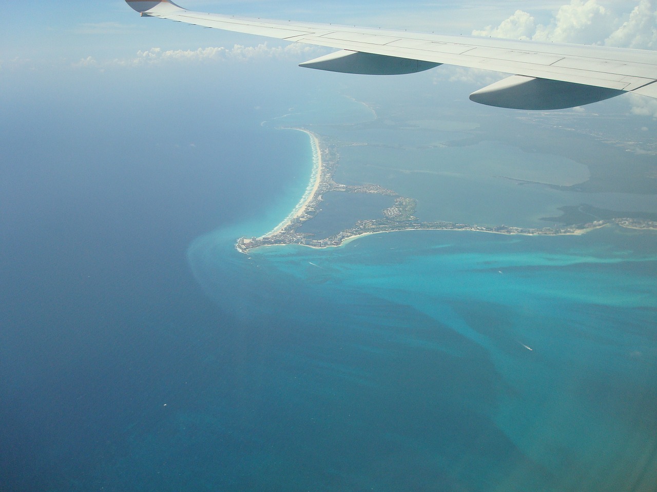 Skrydis, Cancun, Oras, Regėjimas, Lėktuvas, Sparnas, Costa, Vandenynas, Mar, Vanduo