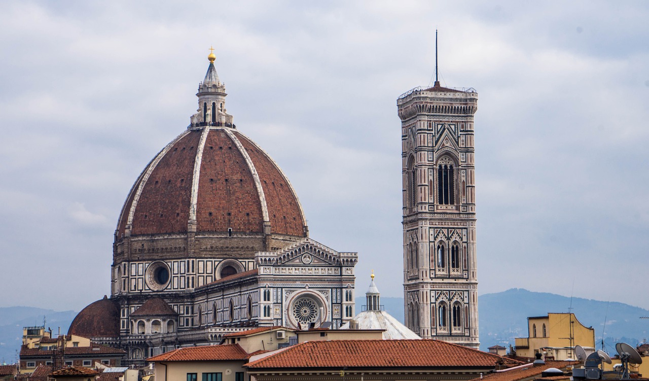 Florencija, Italy, Duomo, Katedra, Panorama, Dangus, Debesys, Architektūra, Europa, Firenze