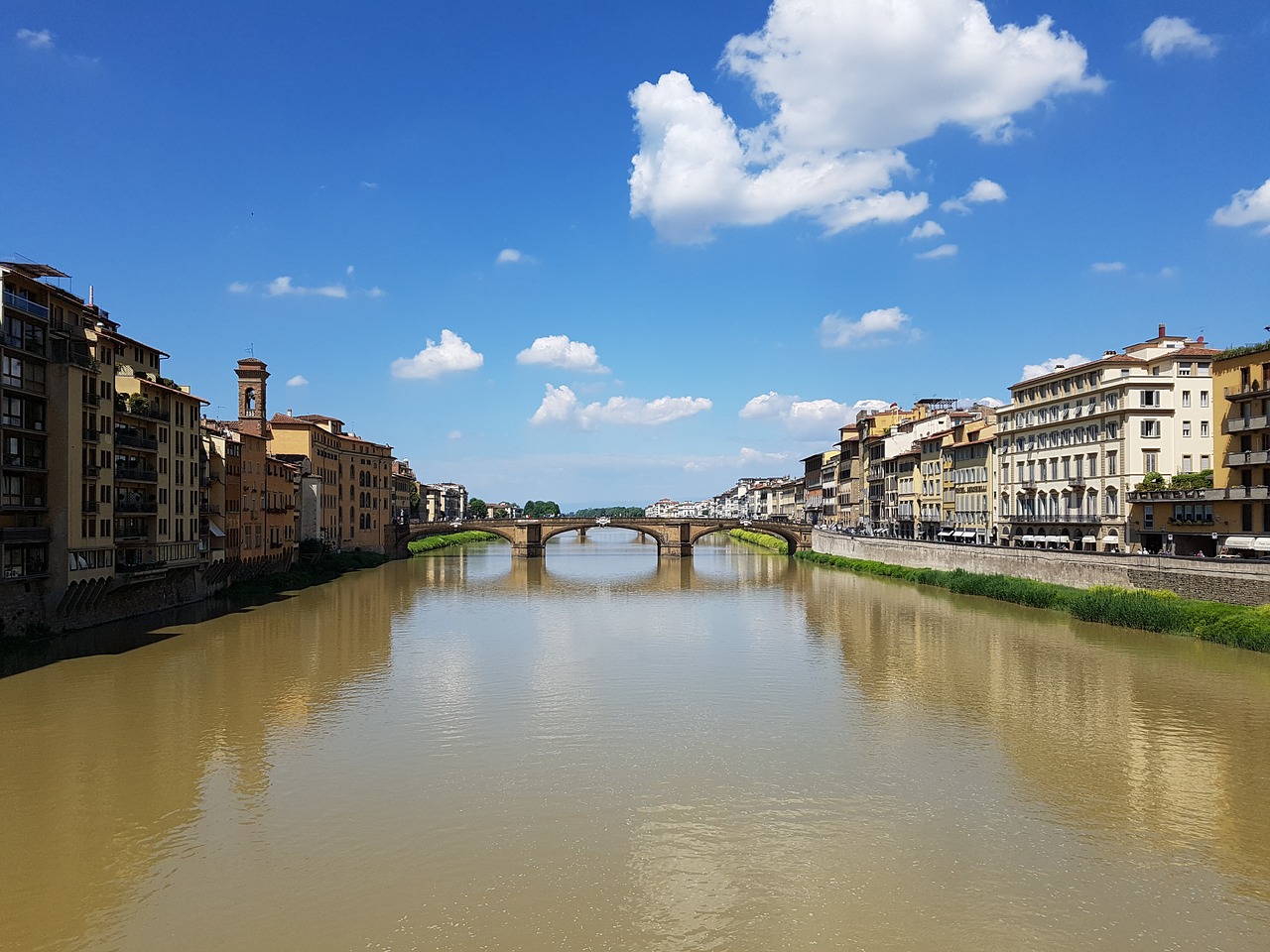 Florencija, Arno, Tiltas, Upė, Miesto Vaizdas, Italy, Lankytinos Vietos, Arno Upė, Panorama, Veidrodis