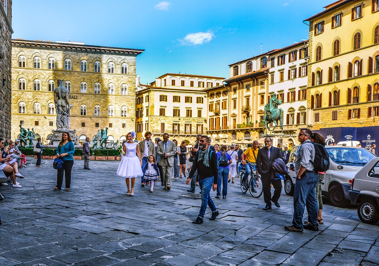 Florencija, Vestuvės, Miestas, Italy, Scena, Moteris, Vaikas, Laimingas, Architektūra, Miestas