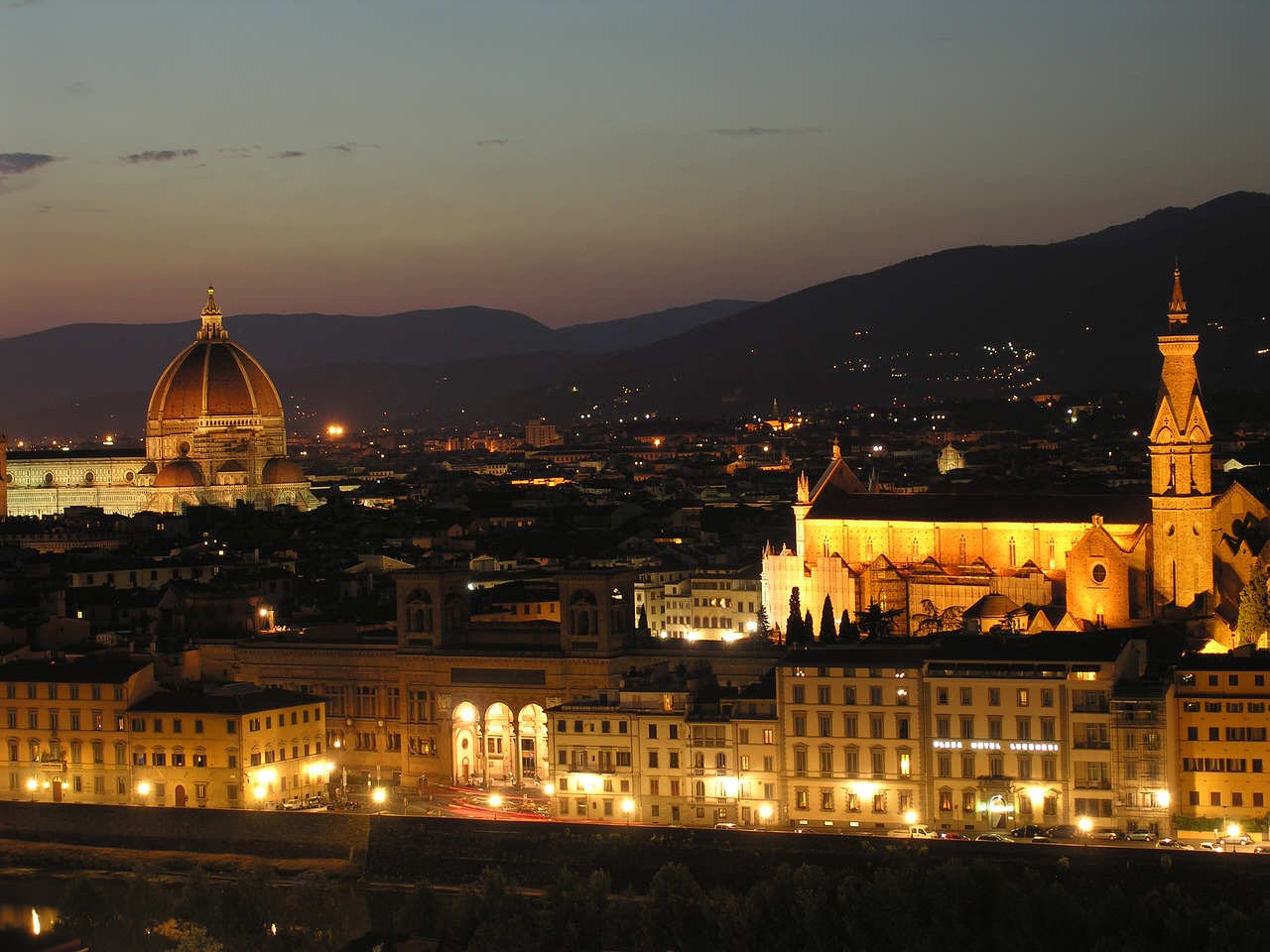 Florencija, Naktis, Panorama, Nemokamos Nuotraukos,  Nemokama Licenzija