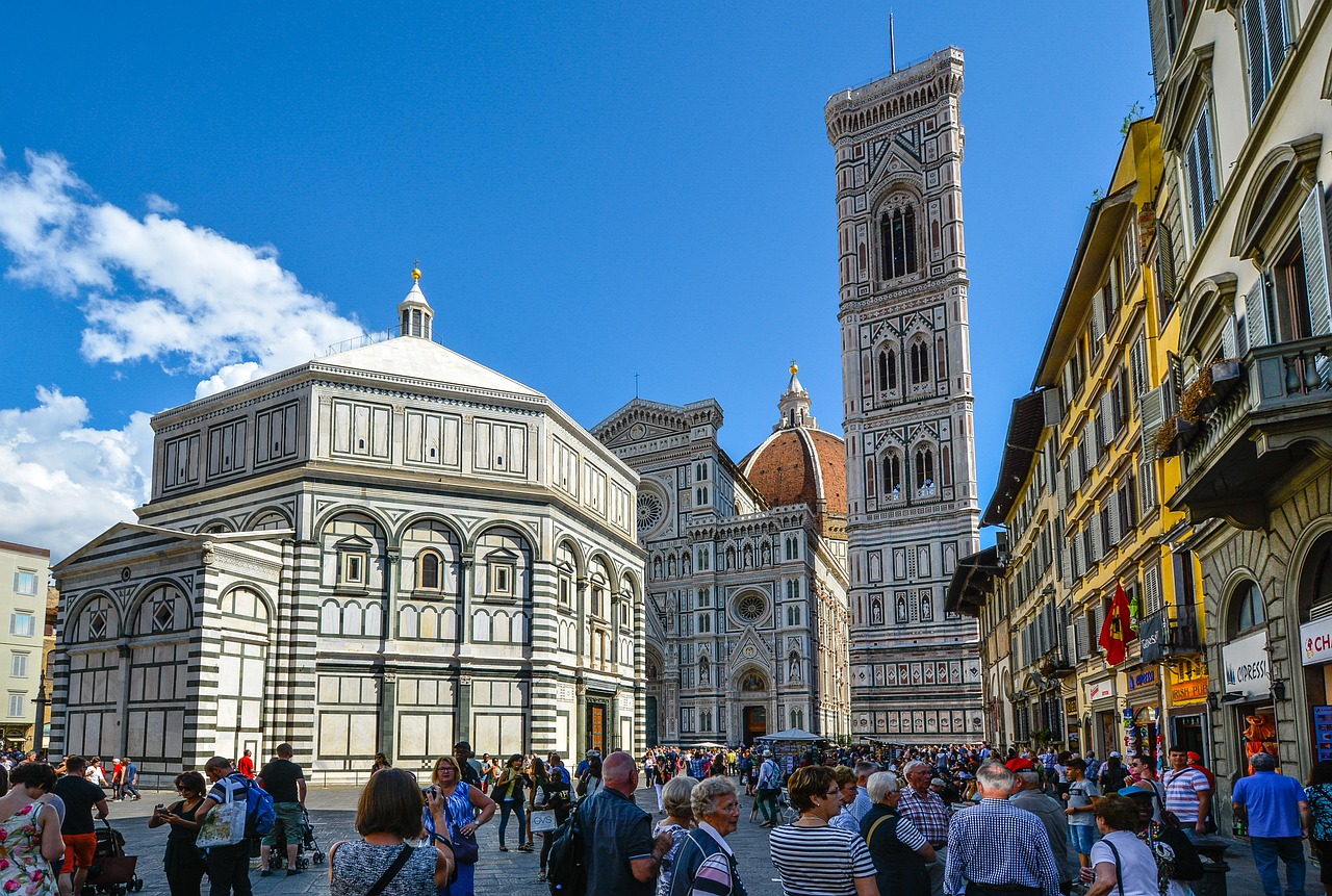Florencija, Duomo, Bokštas, Baptistai, Varpinė, Piazza, Italy, Ispanų, Turizmas, Orientyras