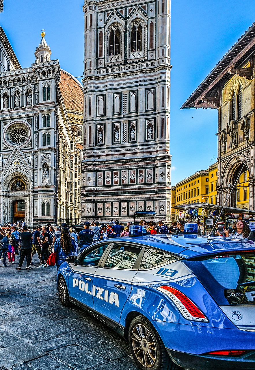 Florencija, Italy, Ispanų, Gatvė, Policija, Polizija, Kelionė, Orientyras, Duomo, Florentinas
