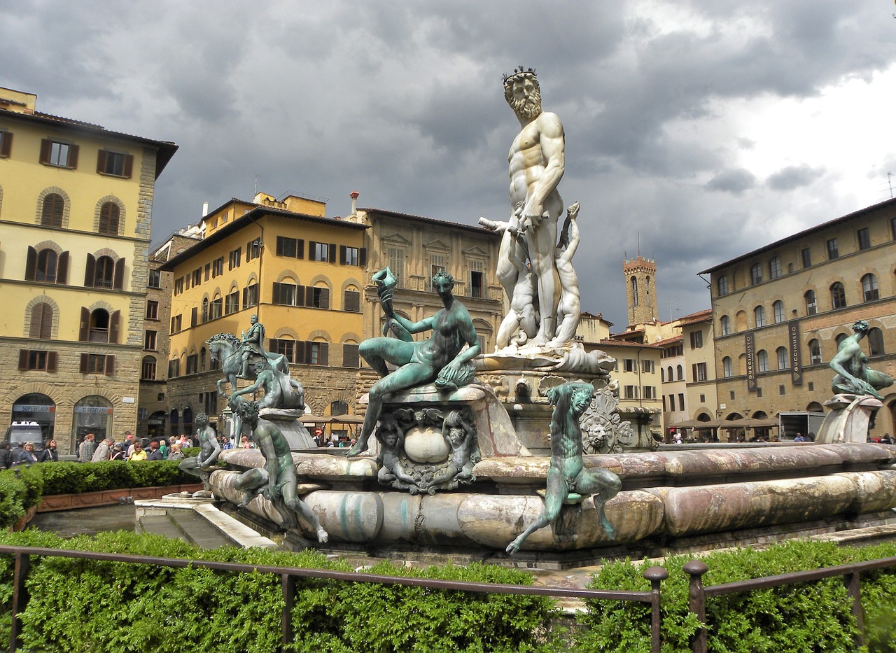 Florencija, Fontanas, Italy, Ispanų, Kelionė, Toskana, Statula, Renesansas, Neptūnas, Paminklas