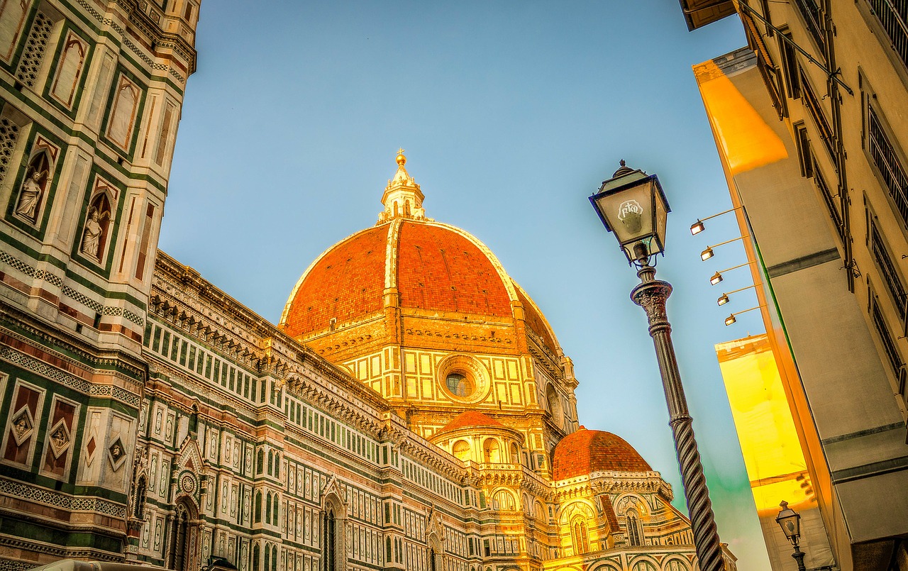Florencija, Italy Domo, Katedra, Architektūra, Debesys, Istorinis, Istorinis, Panorama, Miesto, Pastatas