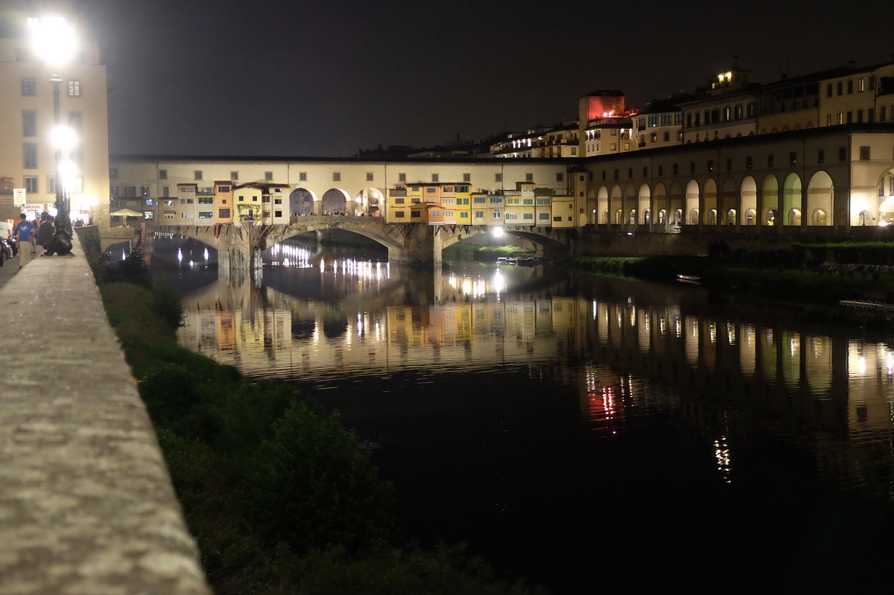 Florencija, Ponte Vecchio, Toskana, Italy, Naktis, Atostogos, Vasara, Nemokamos Nuotraukos,  Nemokama Licenzija