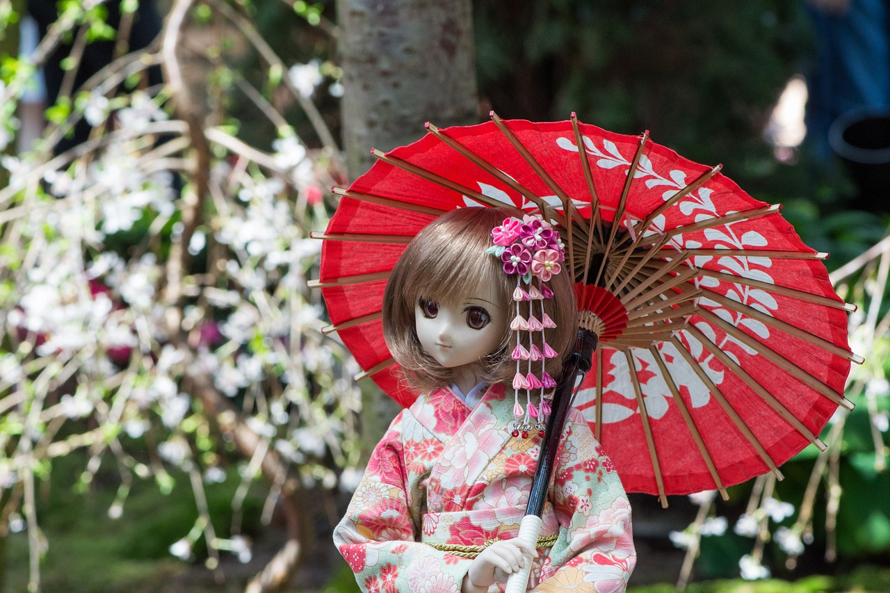 Gėlė,  Pobūdį,  Medis,  Kimono,  Skėtis,  Tradicinis,  Sodas,  Geisha,  Japonija,  Baby Doll