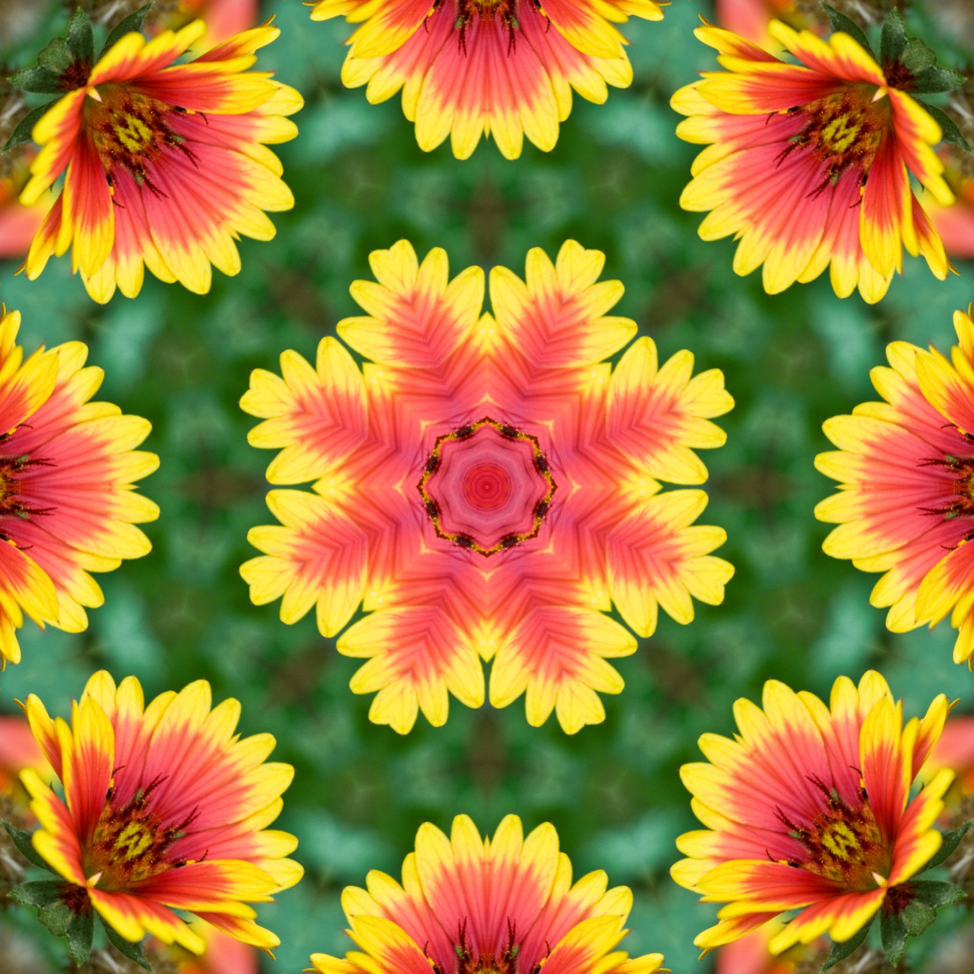 Gazania,  Raudona,  Geltona,  Žalias,  Gėlė,  Gamta,  Sodas,  Kaleidoskopas,  Abstraktus,  Gėlių Kaleidoskopas 2