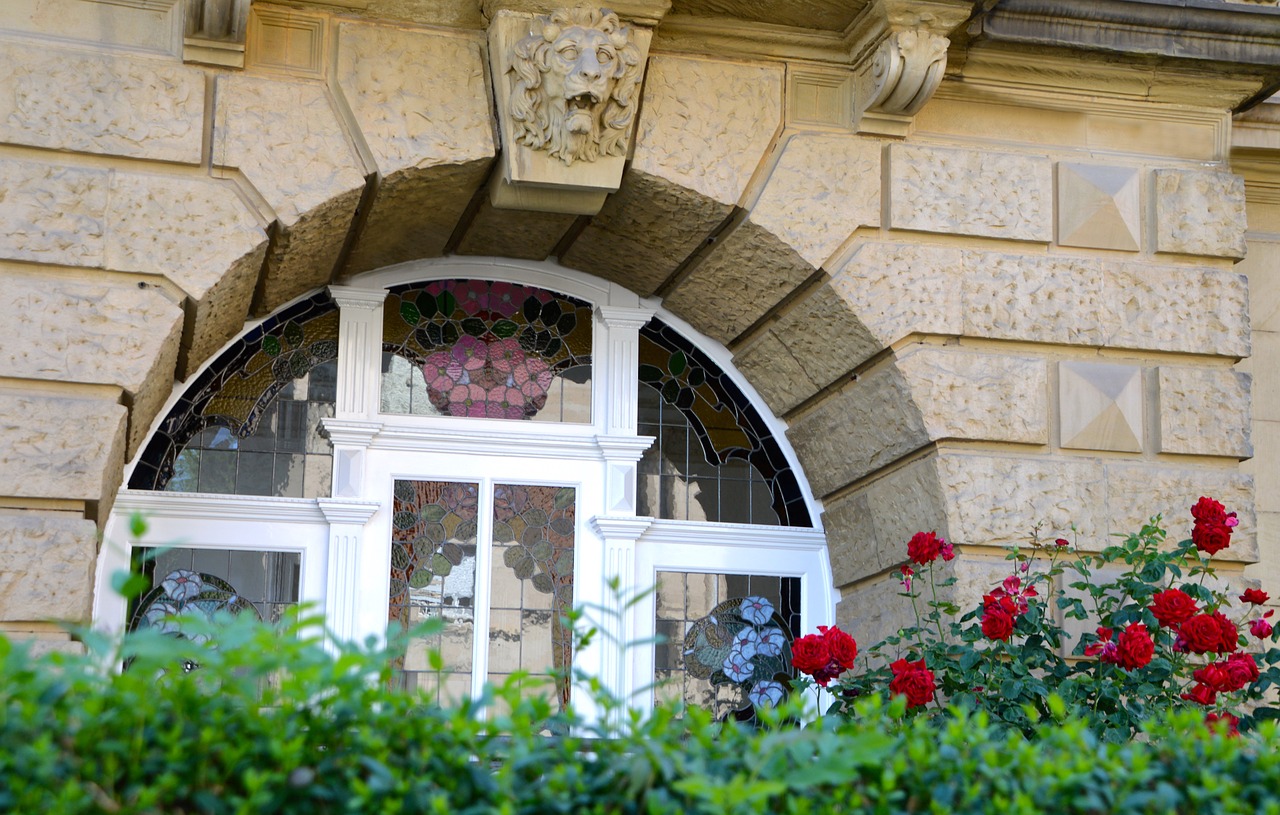 Gėlės, Langas, Art Nouveau, Fasadas, Liūto Galvą, Smėlio Akmuo, Weststadt, Heidelbergas, Architektūra, Renovacija