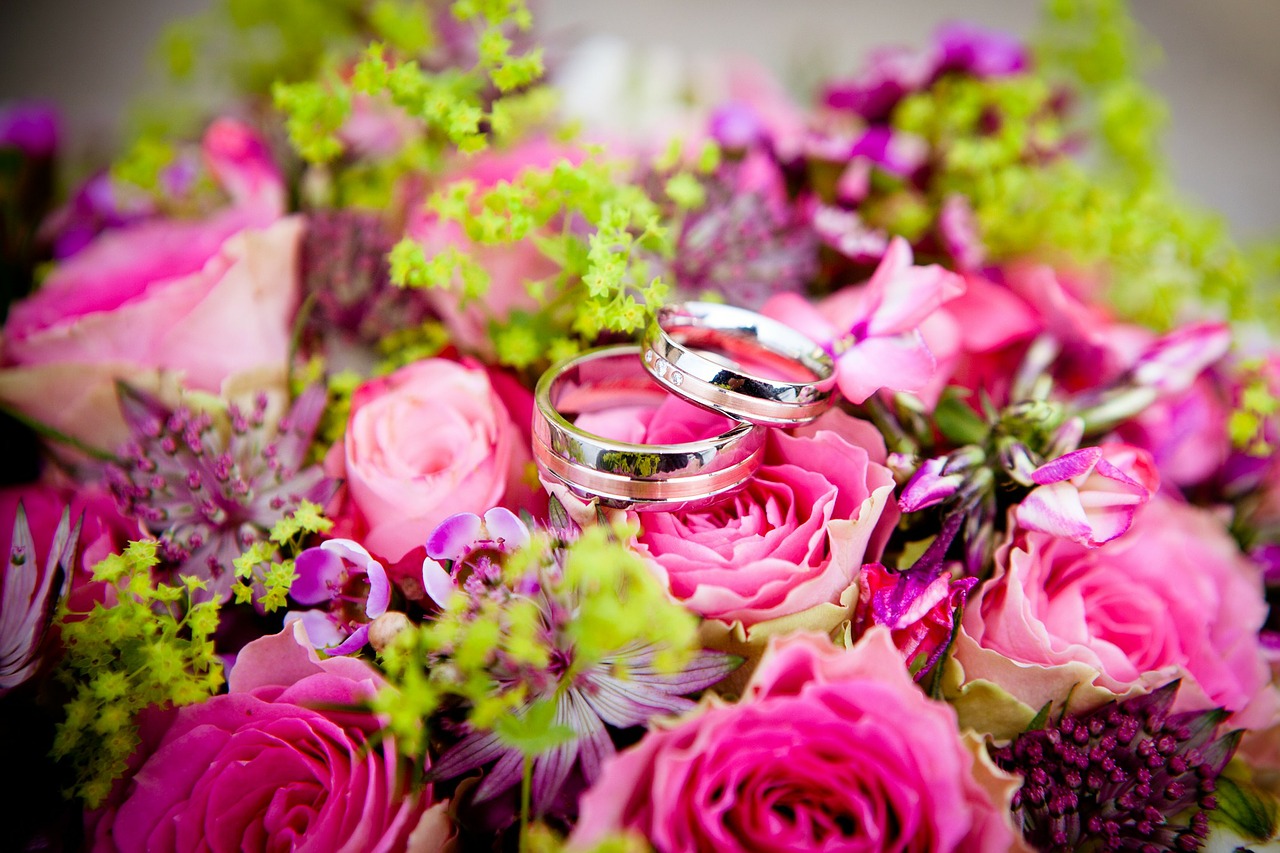 Gėlės, Vestuvės, Vestuviniai Žiedai, Puokštė, Gėlių, Šventė, Romantiškas, Romantika, Vestuvės, Ceremonija