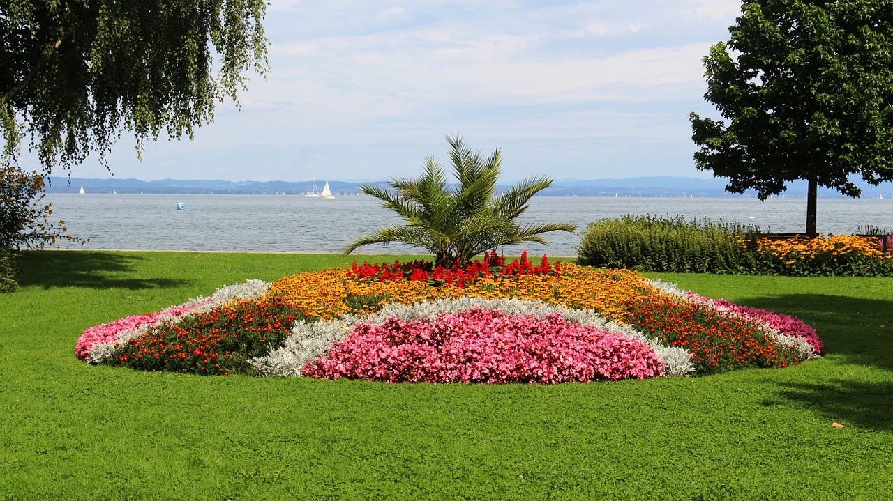 Gėlės, Gėlių Sala, Rondelle, Ežeras, Dangus, Promenada, Romanshorn, Ežero Konstanta, Nemokamos Nuotraukos,  Nemokama Licenzija