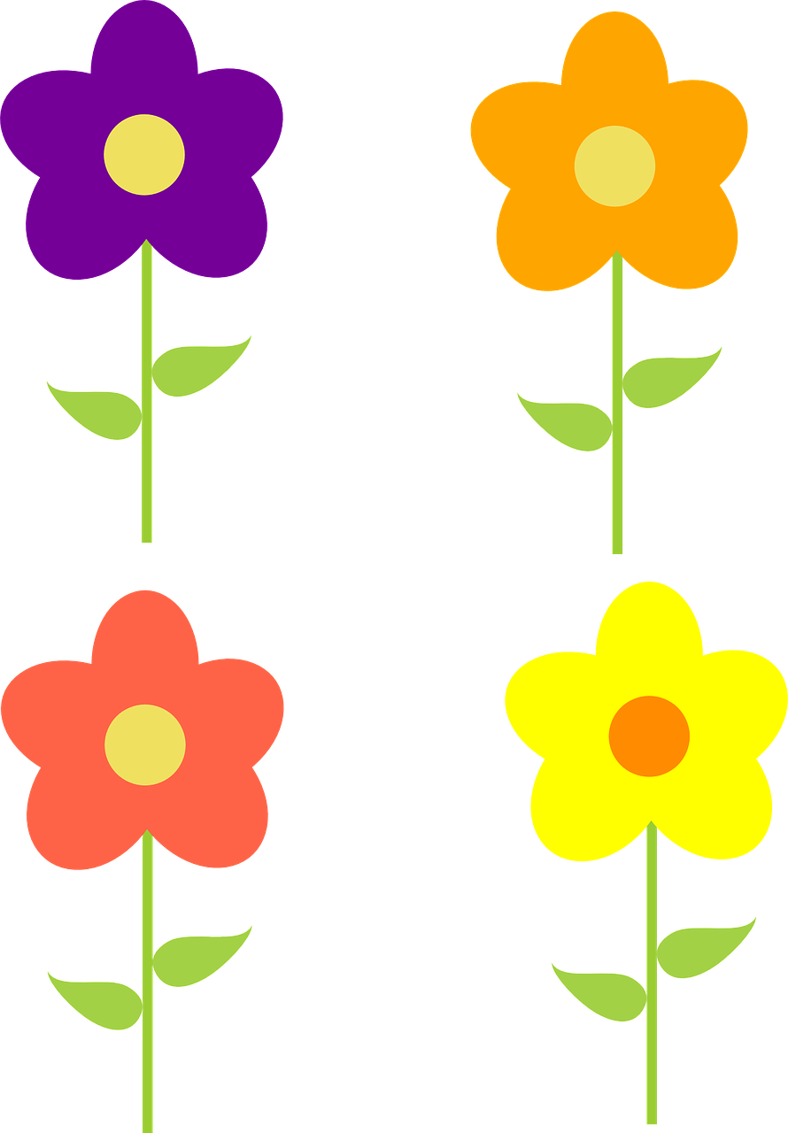 Gėlės, Geltona, Violetinė, Oranžinė, Rožinis, Pavasaris, Spalvos, Gamta, Gėlių, Žiedas