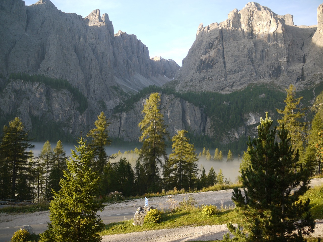 Rūkas, Rytas, Dolomitai, Sella Grupė, Nuotaika, Alpių, South Tyrol, Kalnai, Kraštovaizdis, Atmosfera