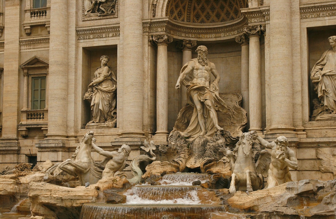 Fontana,  Trevi,  Statula,  Roma,  Senovės Roma,  Vanduo,  Kapitalas,  Senovės,  Statulos, Nemokamos Nuotraukos