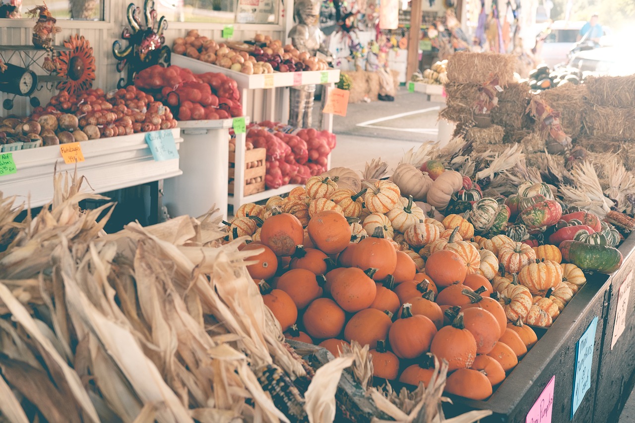 Maistas, Daržovės, Turgus, Kukurūzai, Moliūgai, Halloween, Nemokamos Nuotraukos,  Nemokama Licenzija