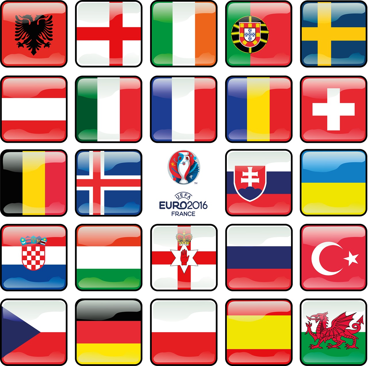 Futbolas, Europos Čempionatas, 2016, Vyrai, Em, Sportas, Ženklas, Vėliava, Mėlynas, Balta