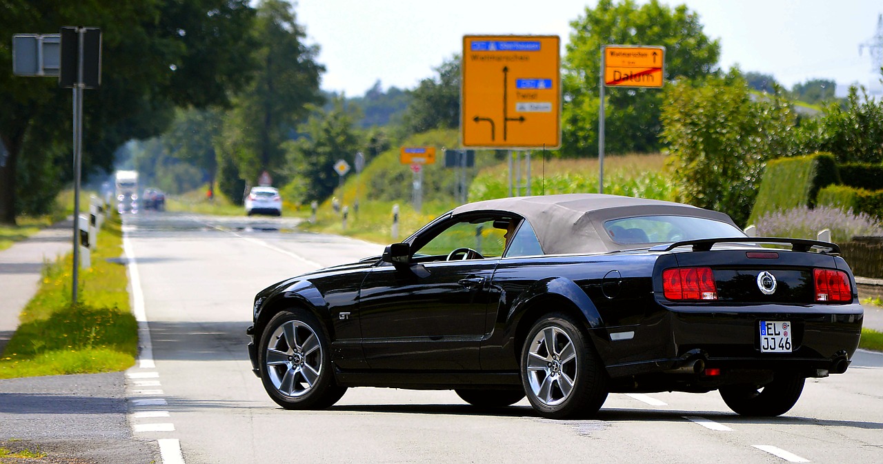 Ford Mustang, Kelias, Subrendęs, Automatinis, Išdrįsti, Transporto Priemonė, Automobiliai, Dangus, Kraštovaizdis, Saulė