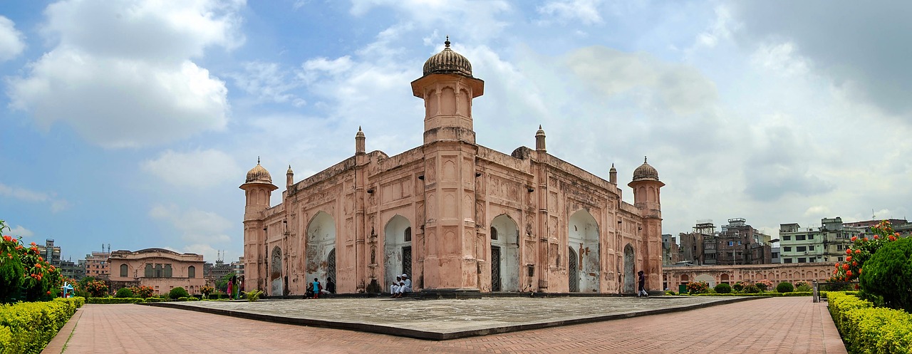 Fort Aurangabad, Lalbagh Fort, Lauke, Architektūra, Pastatas, Panorama, Miestas, Kranto, Vanduo, Bangladešas