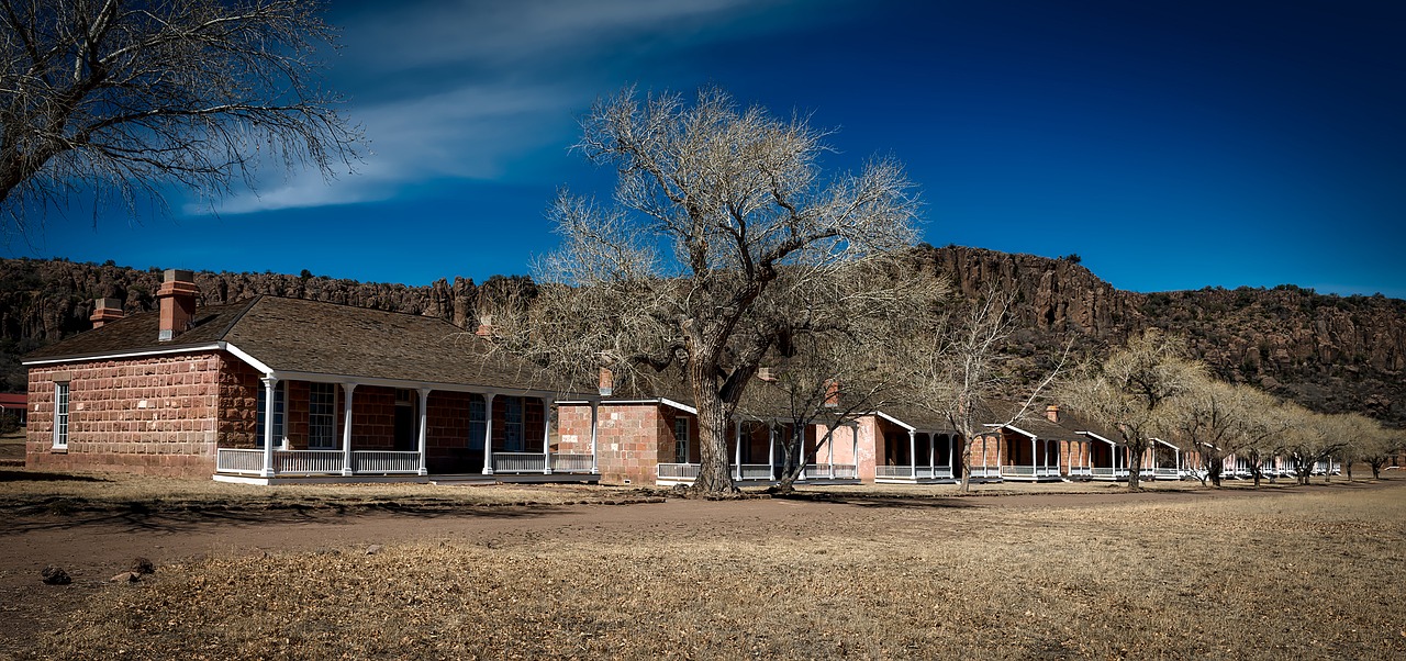 Fort Davis, Panorama, Senas, Kariuomenė, Armija, Kareivinės, Pastatai, Hdr, Kraštovaizdis, Kalnai