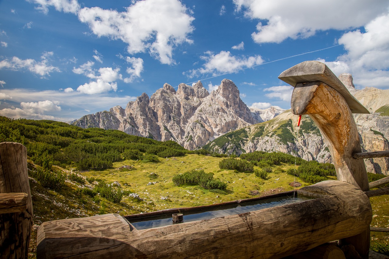 Fontanas, Dolomitai, Italy, Alm, Namelis, Brunnentrog, Ilgas Pievas, Trys Lavaredo Smailės, South Tyrol, Nemokamos Nuotraukos