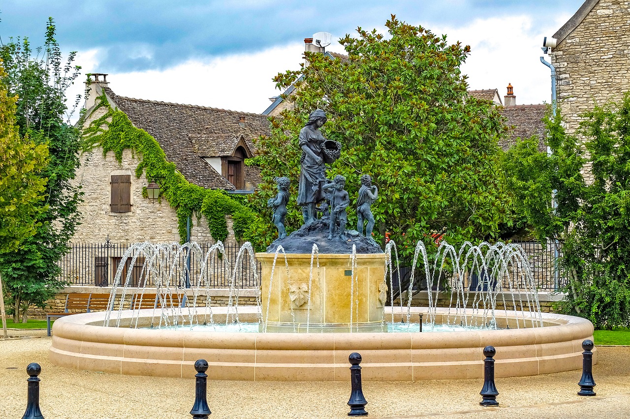 Fontanas, Vieta, Medis, Kaimas, Architektūra, Senovės, Meursault, Bourgogne, France, Burgundija
