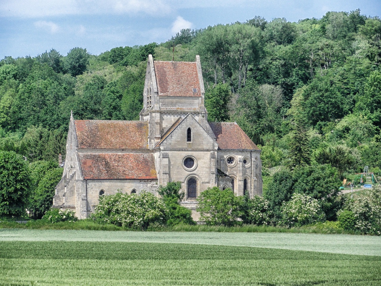 France, Bažnyčia, Architektūra, Miškas, Medžiai, Miškai, Kraštovaizdis, Vaizdingas, Vasara, Pavasaris