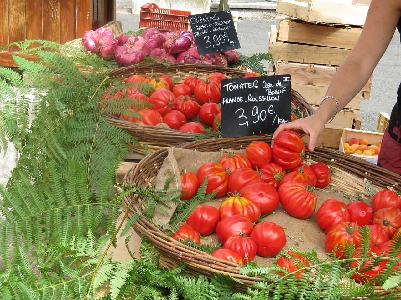 France,  Turgus,  Pomidorai,  Svogūnai,  Daržovės,  Maistas,  Prancūzų Kalba,  Europa,  Stalas,  Pagaminti