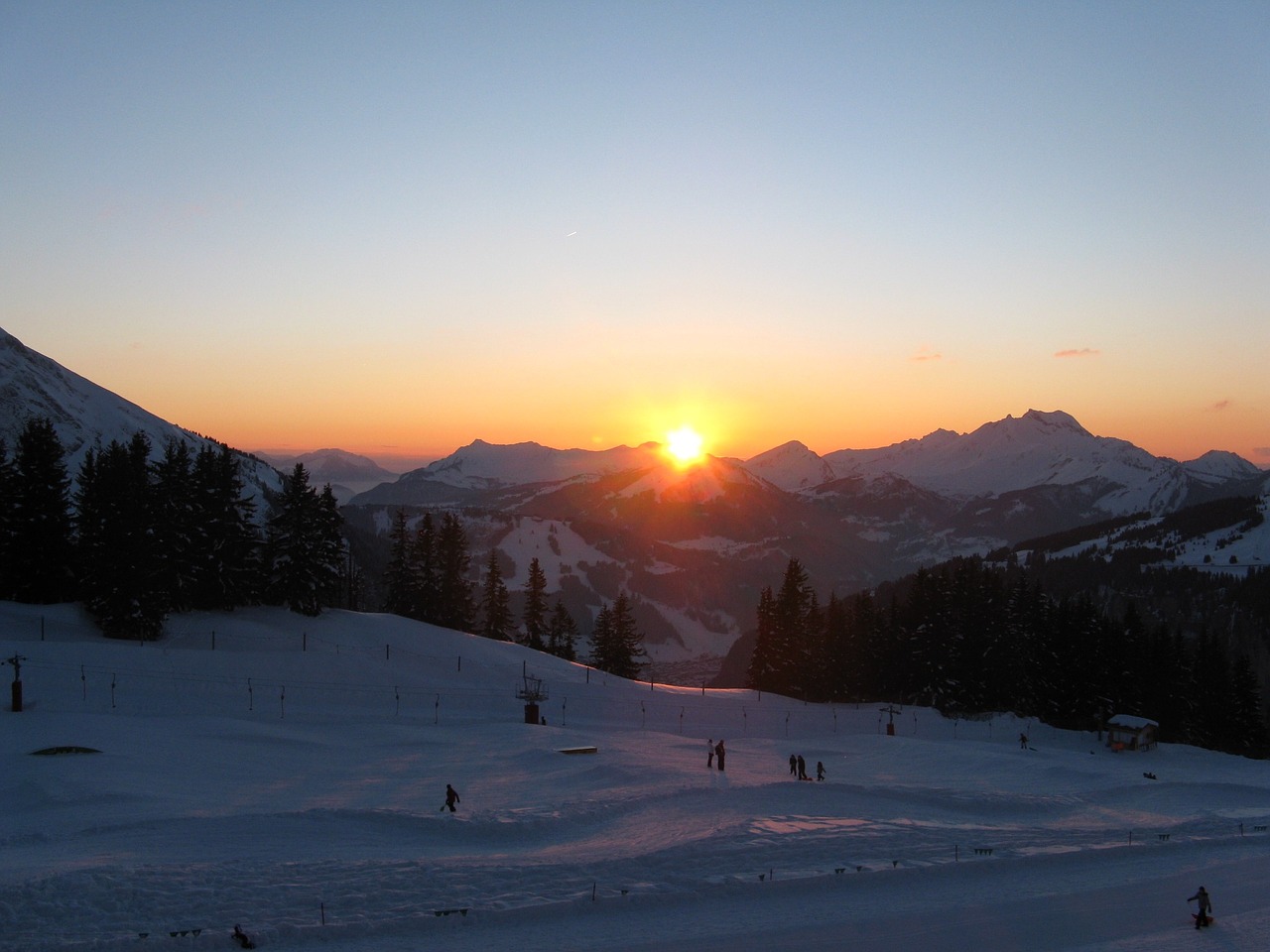 France,  Slidinėjimas,  Saulėlydis,  Alpės,  Avoriaz,  Sniegas,  Kalnai,  Žiema,  Saulė,  Slidinėjimas