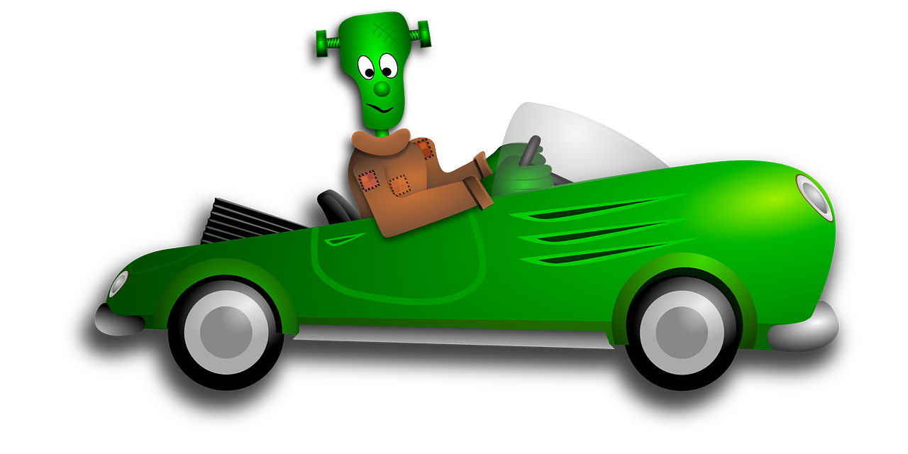 Frankenstein, Halloween, Automobilis, Automobilis, Kabrioletas, Vairuotojas, Žalias, Mažai, Monstras, Lenktynės
