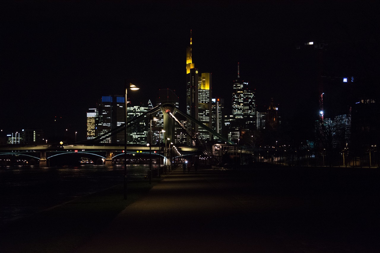 Frankfurtas, Naktis, Miestas, Frankfurtas Yra Pagrindinė Vokietija, Panorama, Žibintai, Abendstimmung, Nemokamos Nuotraukos,  Nemokama Licenzija