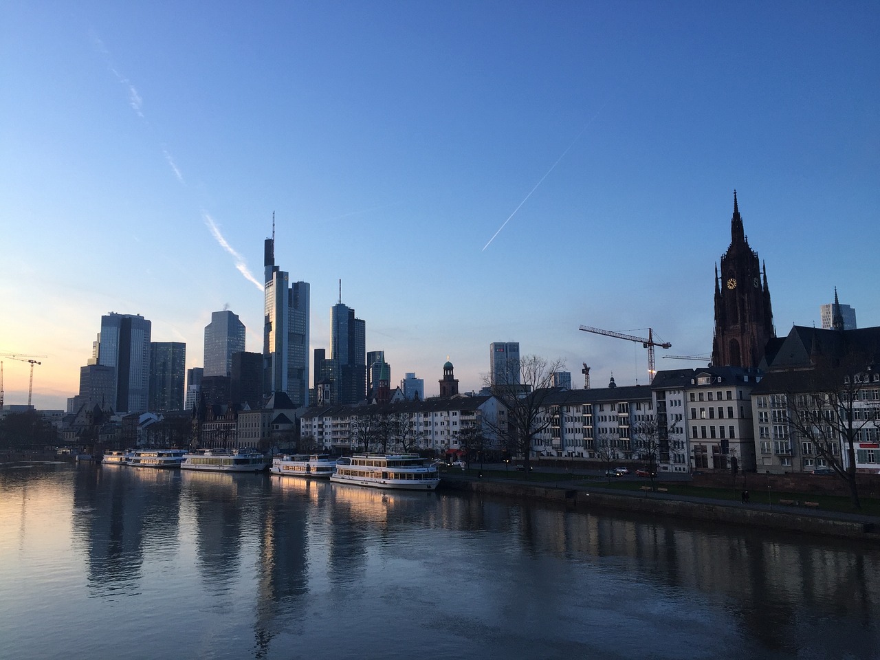 Frankfurtas, Pagrindinis, Upė, Panorama, Frankfurtas Yra Pagrindinė Vokietija, Miesto Centras, Centras, Tiltas, Miestas, Dangoraižis