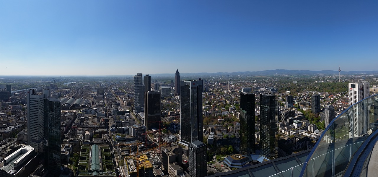 Frankfurtas, Frankfurtas Yra Pagrindinė Vokietija, Maintower, Panorama, Messeturm, Miesto Centras, Dangoraižis, Westend Kelias, Trianonas, Biuro Centras