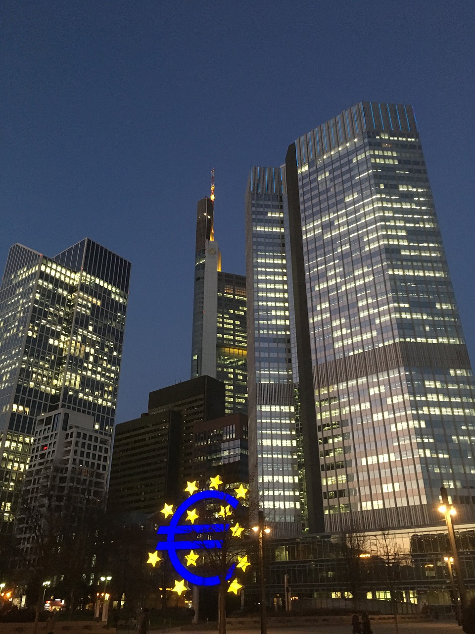 Frankfurtas, Panorama, Vakaras, Europa, Euras, Pagrindinis Frankfurtas, Dangoraižis, Miestas, Architektūra, Dangoraižiai