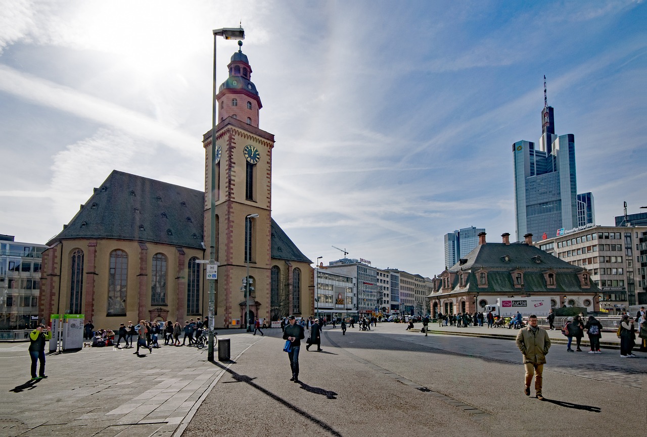 Frankfurtas, Hesse, Vokietija, Hauptwache, Frankfurtas Yra Pagrindinė Vokietija, Lankytinos Vietos, Senas Pastatas, Kultūra, Architektūra, Dangoraižis