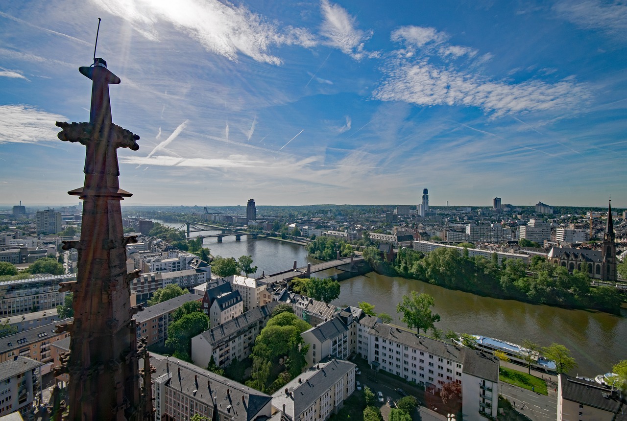 Frankfurtas, Hesse, Vokietija, Panorama, Dangoraižis, Architektūra, Dangoraižiai, Lankytinos Vietos, Dom, Bokštas