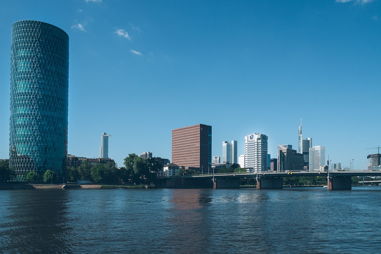 Frankfurtas Yra Pagrindinė Vokietija, Frankfurtas, Dangus, Pagrindinis, Panorama, Upė, Centras, Miestas, Hesse, Dangoraižis