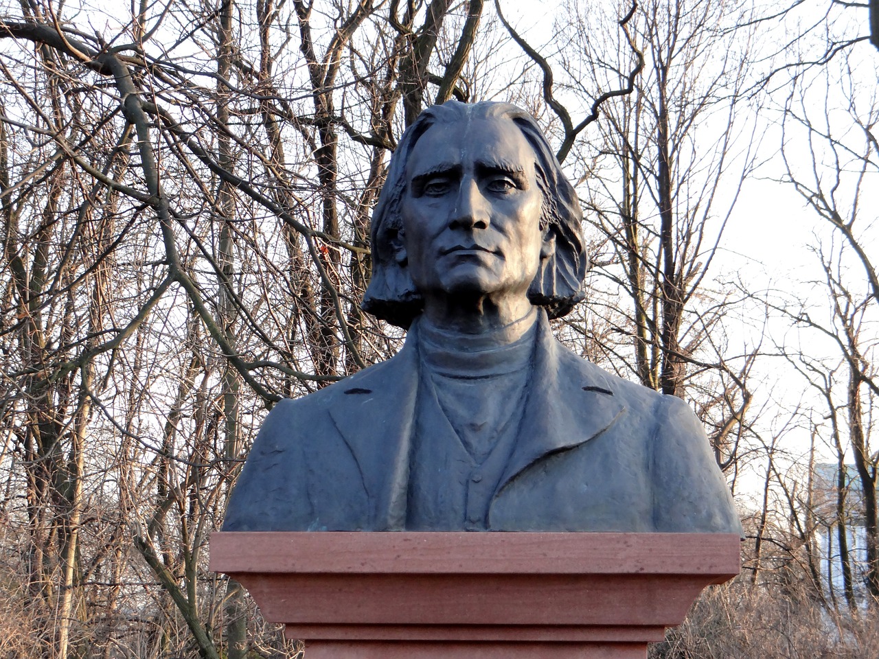 Franz Liszt, Biustas, Paminklas, Kompozitorius, Figūra, Parkas, Skulptūra, Architektūra, Varšuva, Karališkasis Vonios Kambarys