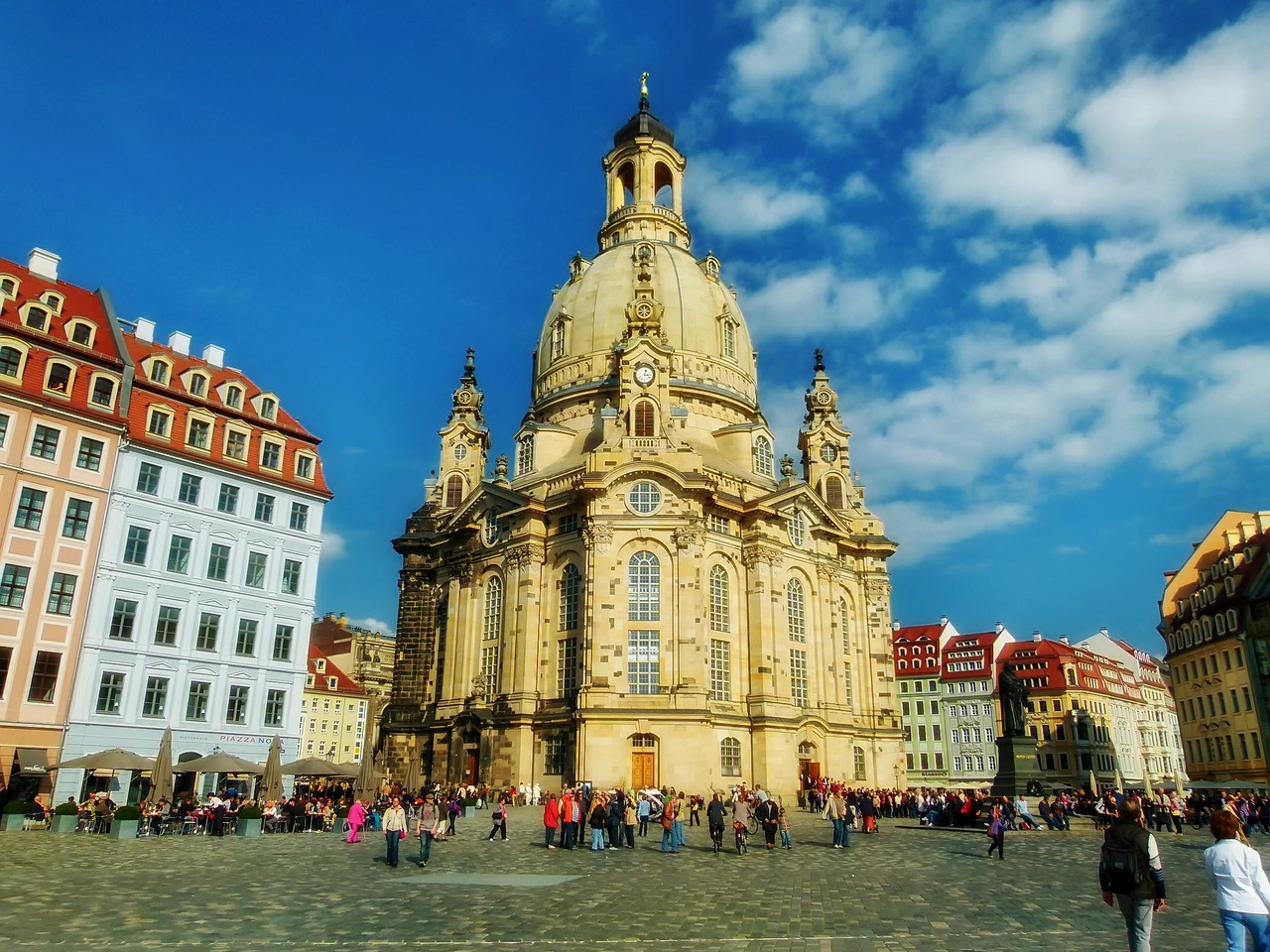 Frauenkirche, Katedra, Bažnyčia, Drezdenas, Vokietija, Pastatai, Miestas, Miesto, Plaza, Žmonės